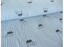 Double Gauze Musselin Bär pastell rauchblau